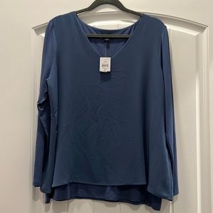 J. Jill NWT Blue Long-sleeved V-neck Top-Petite Large